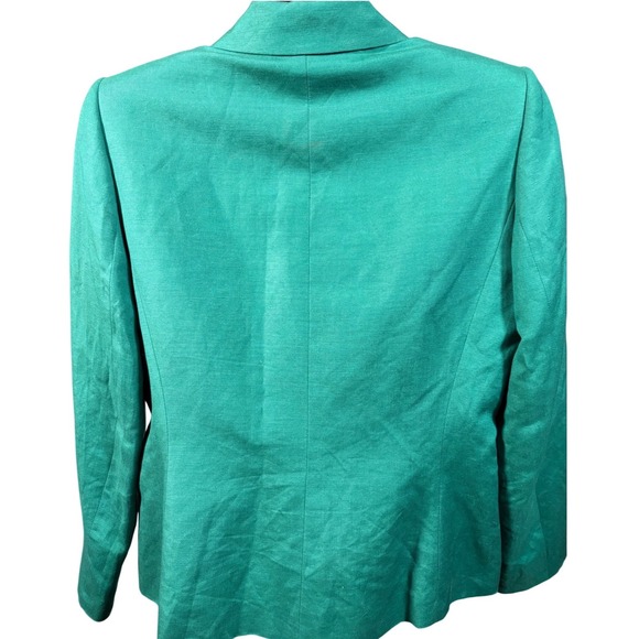 Tahari Linen Blend Blazer Kelly Green Tailored Career Jacket Women 10 - Picture 2 of 9